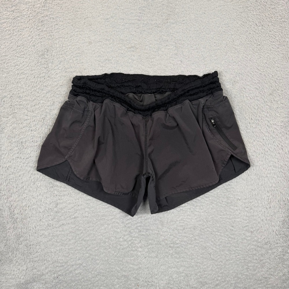 Lululemon Tracker Short IV Gray Black Athletic Running Shorts Womens Size 12